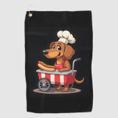 Grappige Teckel Hond Hotdog Sandwich Weenie Worst Golfhanddoek (Voorkant)