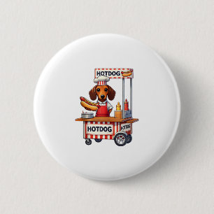 Grappige Teckel Hond Hotdog Sandwich Weenie Worst Ronde Button 5,7 Cm