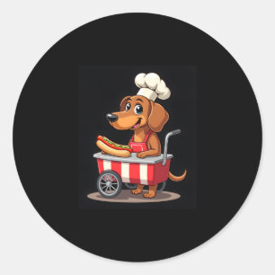 Grappige Teckel Hond Hotdog Sandwich Weenie Worst Ronde Sticker