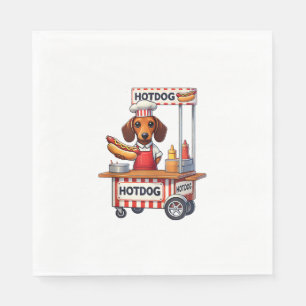Grappige Teckel Hond Hotdog Sandwich Weenie Worst Servet