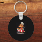 Grappige Teckel Hond Hotdog Sandwich Weenie Worst Sleutelhanger (Voorkant)