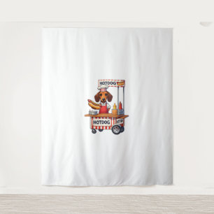 Grappige Teckel Hond Hotdog Sandwich Weenie Worst Wandkleed