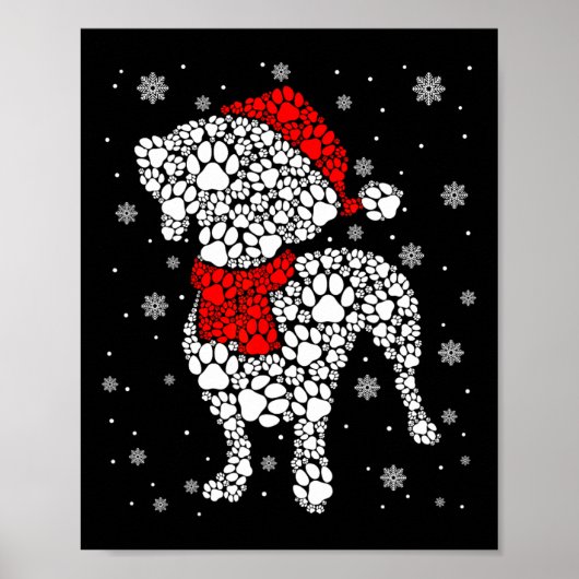 Grappige teckel hond Paws Santa Hat Kerstmis Poster (Voorkant)