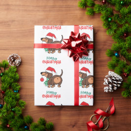 Grappige teckel hond Schattige Vrolijk Kerstfeest Cadeaupapier