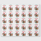 Grappige teckel hond Schattige Vrolijk Kerstfeest Cadeaupapier (Vlak)