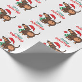 Grappige teckel hond Schattige Vrolijk Kerstfeest Cadeaupapier (Hoek)
