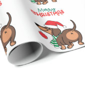 Grappige teckel hond Schattige Vrolijk Kerstfeest Cadeaupapier (Rol Hoek)
