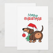 Grappige teckel hond Schattige Vrolijk Kerstfeest Feestdagenkaart (Voorkant / Achterkant)