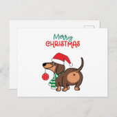 Grappige teckel hond Schattige Vrolijk Kerstfeest Feestdagenkaart (Voorkant / Achterkant)