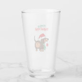 Grappige teckel hond Schattige Vrolijk Kerstfeest Glas (Achterkant)