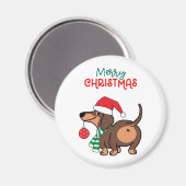 Grappige teckel hond Schattige Vrolijk Kerstfeest Magneet (Voorkant / Achterkant)