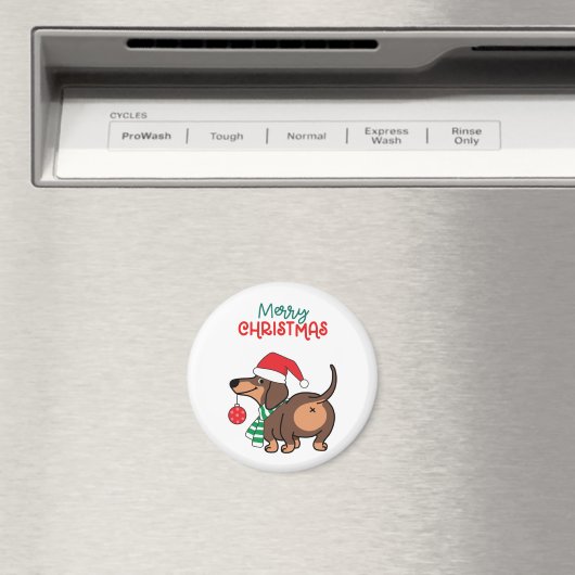 Grappige teckel hond Schattige Vrolijk Kerstfeest Magneet (Insitu (Vaatwasser))