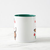 Grappige teckel hond Schattige Vrolijk Kerstfeest Mok (Midden)