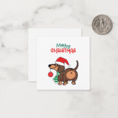 Grappige teckel hond Schattige Vrolijk Kerstfeest Notitiekaartje (Voorkant / Achterkant in situ)