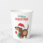Grappige teckel hond Schattige Vrolijk Kerstfeest Papieren Bekers (Achterkant)