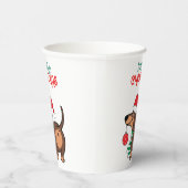 Grappige teckel hond Schattige Vrolijk Kerstfeest Papieren Bekers (Rechts)