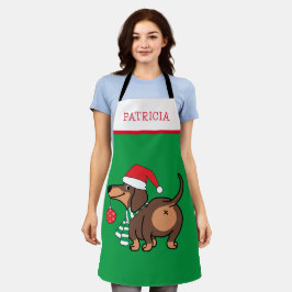 Grappige teckel hond Schattige Vrolijk Kerstfeest Schort