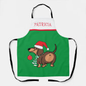 Grappige teckel hond Schattige Vrolijk Kerstfeest Schort (Voorkant)