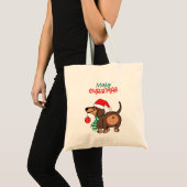 Grappige teckel hond Schattige Vrolijk Kerstfeest Tote Bag (Voorkant (product))