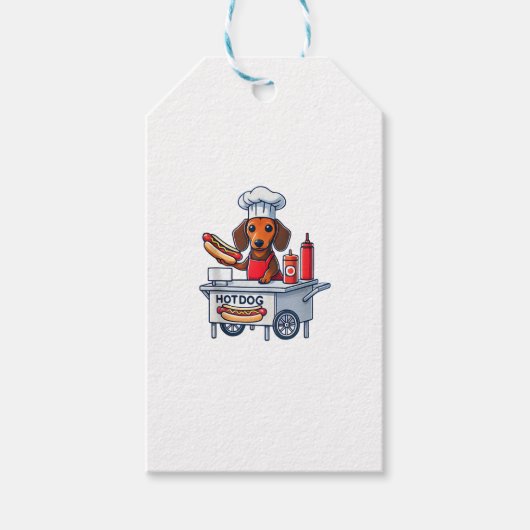 Grappige Teckel Hond Weenie Worst Hotdog Sandwich Cadeaulabel (Voorkant)