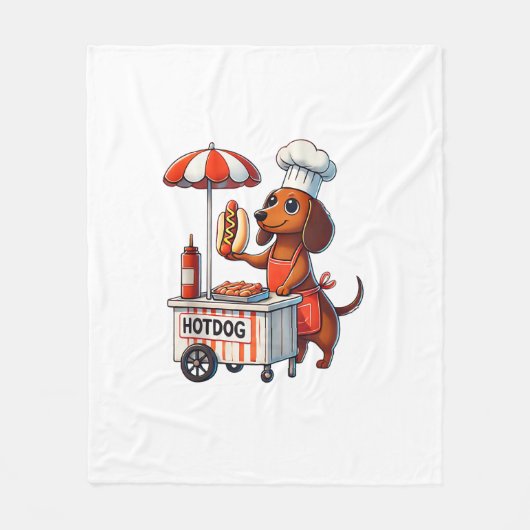 Grappige Teckel Hond Weenie Worst Hotdog Sandwich Fleece Deken (Voorkant)