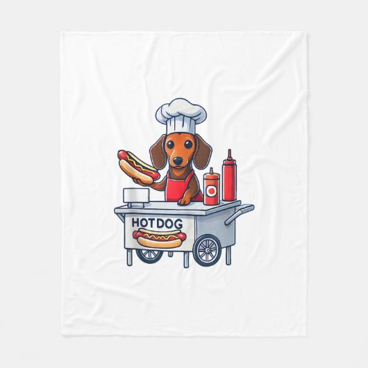 Grappige Teckel Hond Weenie Worst Hotdog Sandwich Fleece Deken (Voorkant)