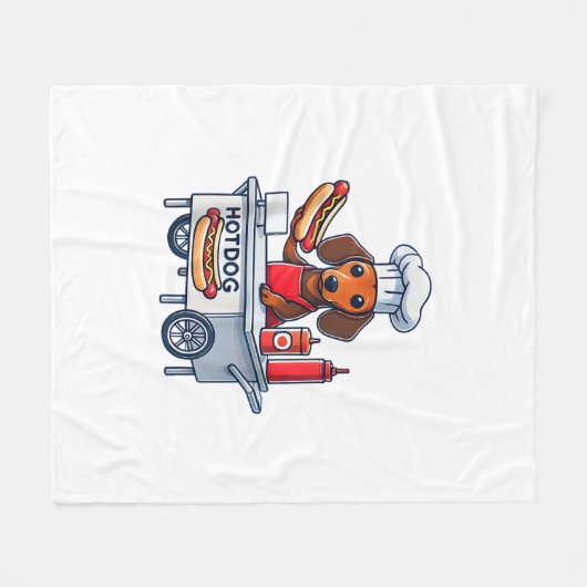 Grappige Teckel Hond Weenie Worst Hotdog Sandwich Fleece Deken (Voorkant (Horizontaal))