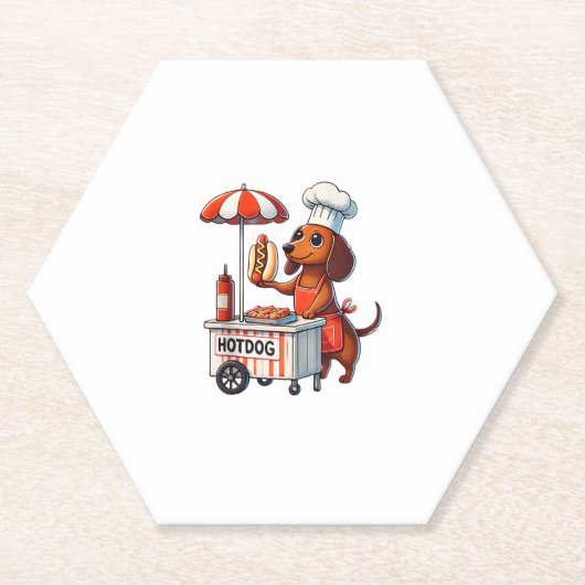Grappige Teckel Hond Weenie Worst Hotdog Sandwich Kartonnen Onderzetters (Voorkant)