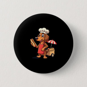 Grappige Teckel Hond Weenie Worst Hotdog Sandwich Ronde Button 5,7 Cm
