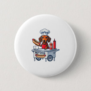Grappige Teckel Hond Weenie Worst Hotdog Sandwich Ronde Button 5,7 Cm
