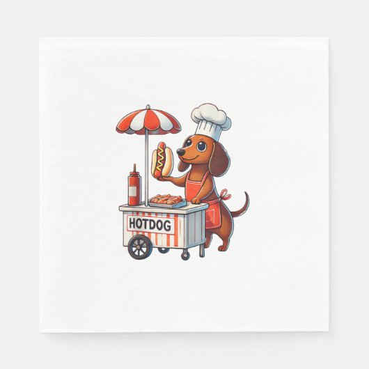 Grappige Teckel Hond Weenie Worst Hotdog Sandwich Servet (Voorkant)