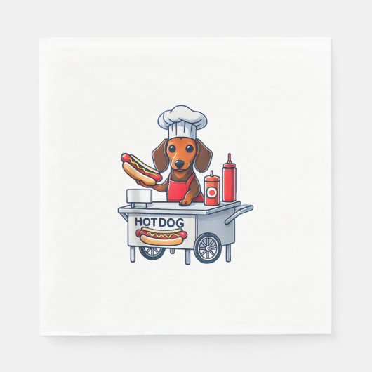 Grappige Teckel Hond Weenie Worst Hotdog Sandwich Servet (Voorkant)