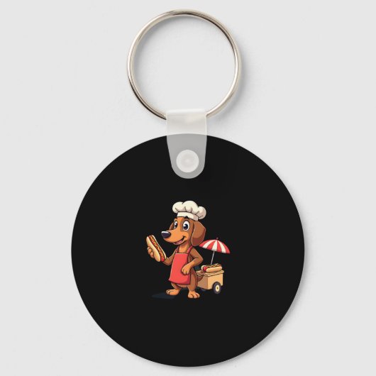 Grappige Teckel Hond Weenie Worst Hotdog Sandwich Sleutelhanger (Voorkant)
