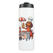 Grappige Teckel Hond Weenie Worst Hotdog Sandwich Thermosbeker (Voorkant)