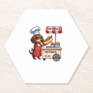 Grappige teckel hond weiner worst hotdog sandwich kartonnen onderzetters