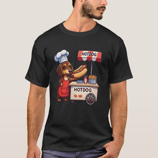 Grappige teckel hond weiner worst hotdog sandwich t-shirt (Voorkant)