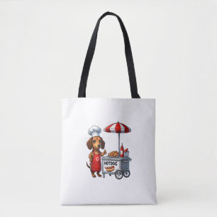 Grappige teckel hond weiner worst hotdog sandwich tote bag