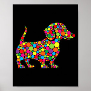 Grappige teckel Hondenliefhebbers Polka Dot Happy  Poster