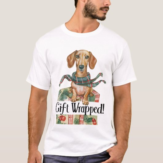 Grappige teckel kerst t-shirt (Voorkant)