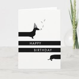 Grappige teckel met feest pet Happy Birthday Kaart
