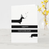 Grappige teckel met feest pet Happy Fathers dag Kaart (Gele Bloem)