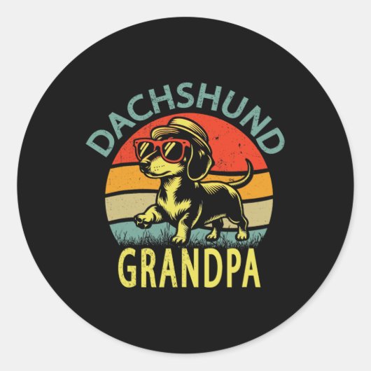 Grappige teckel Opa Vaderdag Ronde Sticker (Voorkant)