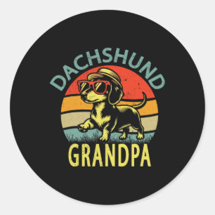 Grappige teckel Opa Vaderdag Ronde Sticker