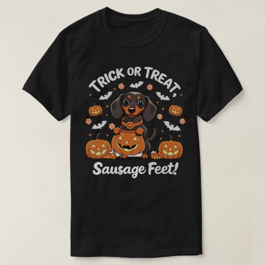 Grappige teckel pompoen Halloween kostuum T-shirt (Design voorkant)