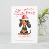 Grappige Teckel Santa Paws 2026 Kalender Kerstmis Feestdagenkaart (Staand voorkant)