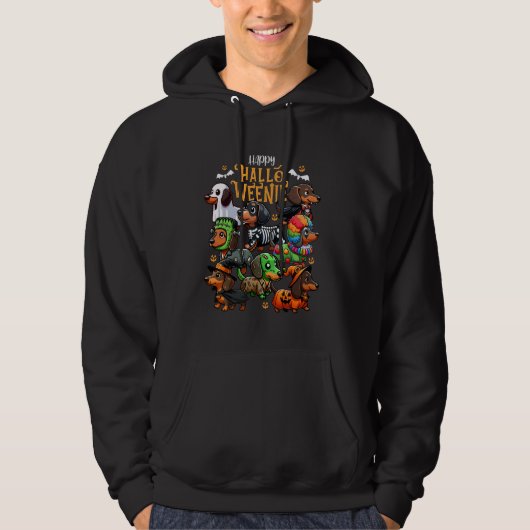 Grappige Teckel Weenie Doxie Halloween Kostuum Man Hoodie (Voorkant)