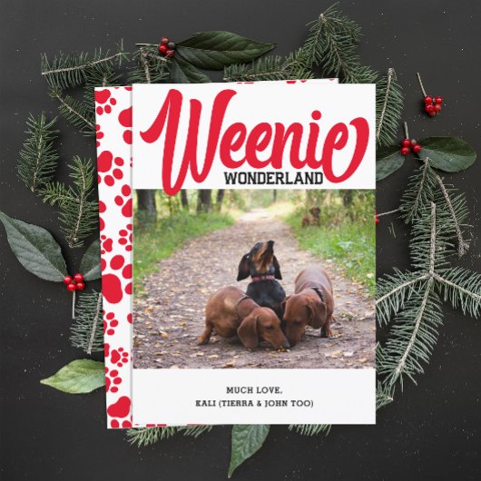 Grappige Teckel Weenie Hond Kerst Custom Foto Feestdagenkaart