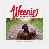 Grappige Teckel Weenie Hond Kerst Custom Foto Metalen Ornament (Achterkant)