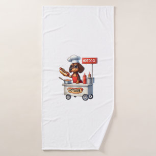 Grappige teckel worst hond Weenie hotdog sandwich Badhanddoek
