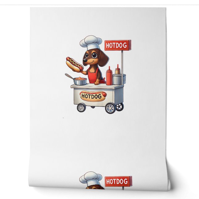 Grappige teckel worst hond Weenie hotdog sandwich Behang (Afrollen)